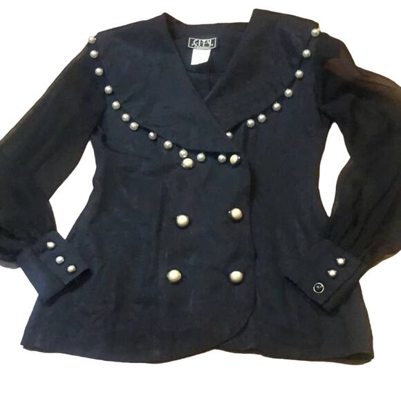 Vintage City Triangles Pearl Blazer Sz 3 - Picture 1 of 10